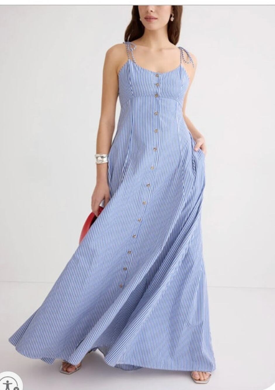 Rosie Assoulin High Garden Maxi Dress Striped Blue 10
